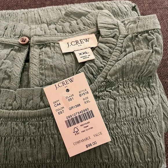J Crew Dress Sea Foam Green Ruffle Sleeve Mini Stretch Dress NWT Pockets XXL - Picture 5 of 11